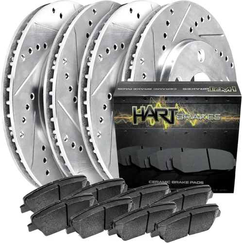 Vista 8 de Hart Brakes Kit de frenos y rotores traseros Pastillas de freno traseras Rotores y pastillas de freno, pastillas de freno y rotores de cerámica