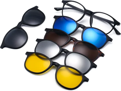 Vista 7 de JIM HALO 5 lentes de sol polarizados con clip magnético, marco de plástico Estilo Rectángulo 2247
