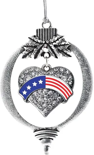 Vista 255 de Inspired Silver Adornos festivos de dije de corazón pave de plata con circonitas cúbicas