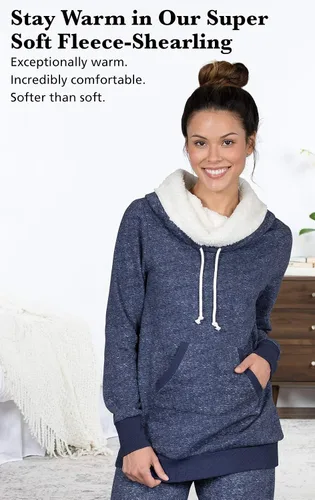 Vista 4 de PajamaGram Womens Pajama Sets - Winter Pajamas For Women, Shearling Rollneck