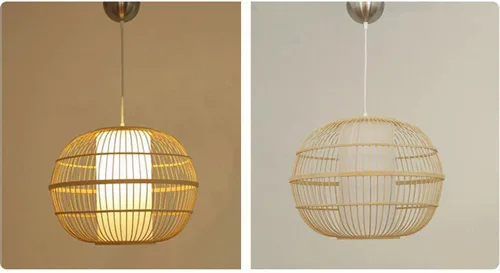 Vista 7 de Weaving Bamboo Pendant Light Medieval Lantern Lampshade Hollow Retro Chandeliers Ceiling Industrial Chandelier Lights Hanging Decorations Rustic