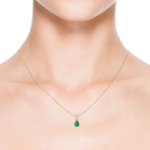 Vista 6 de Angara Natural Emerald Teardrop Pendant with Diamond in Silver14K Solid GoldPlatinum May Birthstone, Birthday, Engagement, Anniversary, Wedding
