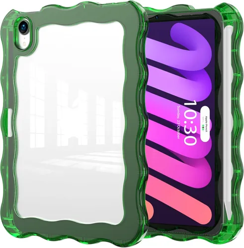 Vista 27 de Funda para iPad mini 7 (A17 Pro) generación 2024 de 8.3 pulgadas, 6ª generación 2021 de 8.3 pulgadas, TPU duradero con borde ondulado, policarbonato
