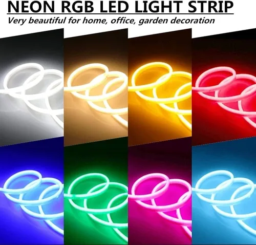 Vista 4 de SYMHMT - Tira de luz LED RGB de neón, CA 110 V/multicolor, regulable, multimodos, impermeable, flexible, con control remoto (32.8 pies, RGB)