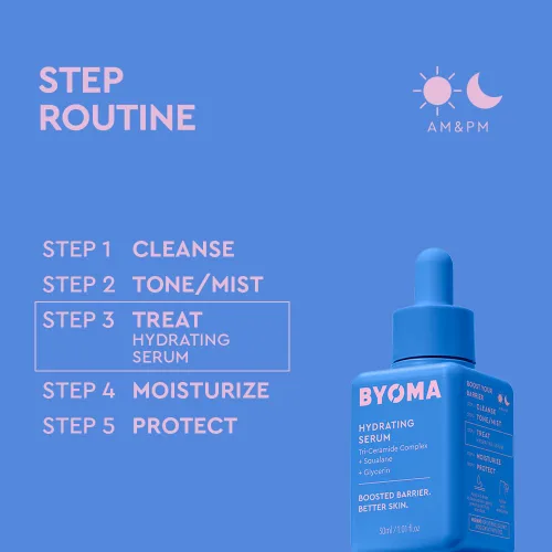 Vista 6 de BYOMA Suero hidratante – Suero facial hidratante con escualano, glicerina y ceramidas – Hidratante para una piel brillante y húmeda – 1.01 onzas