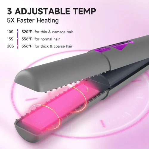 Vista 2 de Plancha de pelo inalámbrica, alisadora portátil para mujeres, mini plancha plana de iones negativos para viajes, alisador recargable de 4500 mAh