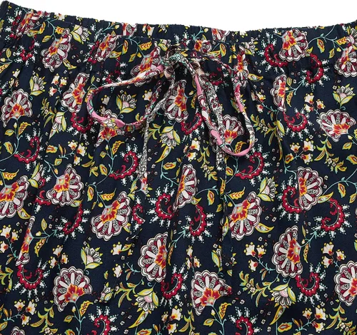 Vista 30 de Milumia Women Boho Vintage Floral Print Long Skirt Summer Tiered Maxi Skirt