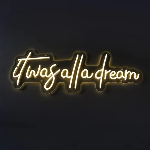 Vista 7 de Letrero de luz de neón con texto en inglés «It Was All a Dream» con luces LED 3D personalizadas, lámpara de neón reutilizable, brillo ajustable