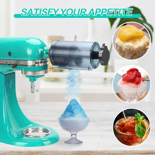 Vista 5 de Accesorio de hielo de afeitar para batidora de pie KitchenAid, con 8 moldes para batidoras de pie KitchenAid, accesorio de afeitadora de hielo