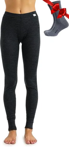 Vista 25 de 100% lana merino capa base mujer pantalones - Leggings térmicos ropa .Negro 250