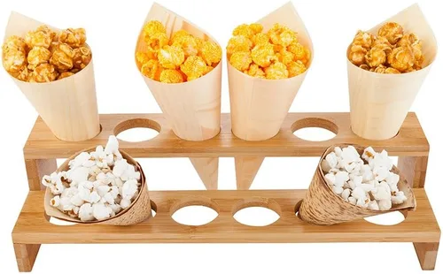 Vista 5 de Restaurantware Cone - Soporte curvado de bambú natural, 13.5 x 6.6 x 3.5 pulgadas