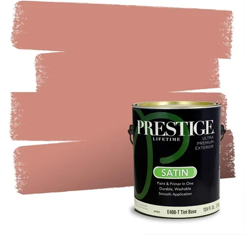 Vista 346 de Prestige Paints Pintura exterior e imprimación en uno, 1 galón, plano, coincidencia comparable de Valspar* Amber Rose*
