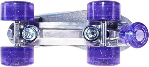 Vista 8 de JajaHoho Patines de ruedas para mujeres, piel sintética holográfica de alta calidad, patines brillantes de doble fila de cuatro ruedas para niñas