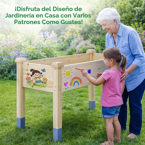 Vista 9 de MIXC Cama de jardín elevada de madera con patas, 48 pulgadas de largo x 24 pulgadas de ancho, maceta grande reforzada elevada para verduras, flores