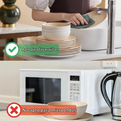 Vista 2 de Juegos de vajilla de plástico de melamina de 18 piezas, platos