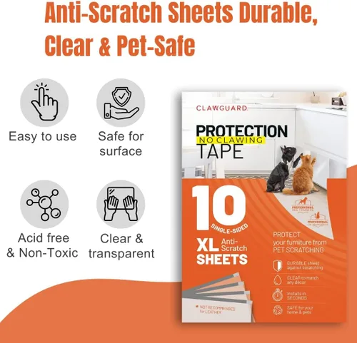 Vista 5 de CLAWGUARD Cinta protectora de arañazos para gatos y perros, 10 hojas XL