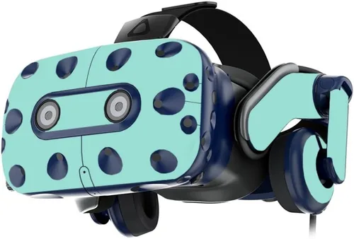 Vista 6 de MightySkins Skin compatible con los auriculares HTC VIVE Pro VR - Azul claro sólido Funda protectora de vinilo duradera y única Fácil de Azul