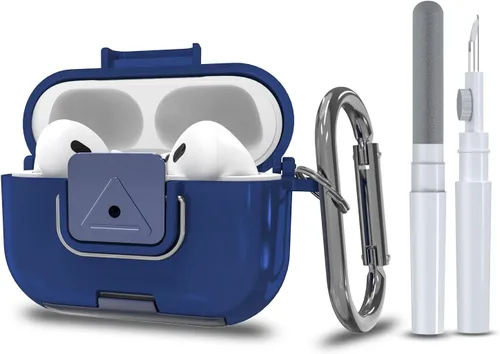 Vista 10 de Funda protectora para AirPods Pro de 2ª/1ª generación con clip de bloqueo seguro, a prueba de golpes, protección completa, diseño de soporte de Negro