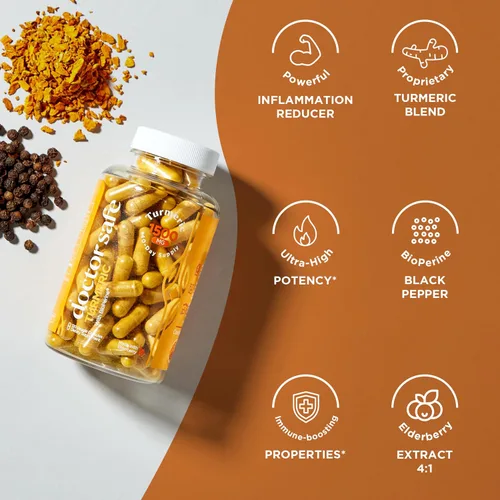 Vista 5 de Curcumina de cúrcuma con 95% de curcuminoides y pimienta negra BioPerine 1500 mg Suplemento de apoyo para las articulaciones Sin gluten sin