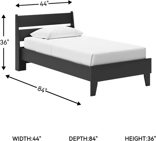 Vista 3 de Signature Design by Ashley Socalle - Cama casual de plataforma de doble panel, no necesita base o somier, color negro
