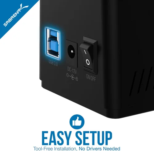 Vista 6 de SABRENT Estación de acoplamiento de disco duro externo USB 3.0 a SATA para disco duro de 2,5" o 3,5" ' SSD [compatible con UASP] (EC-UBLB)