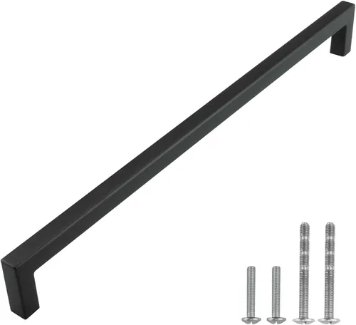 Vista 10 de Modket Paquete de 1 manija cuadrada europea para gabinete de acero inoxidable 304 de 2 pulgadas, pomo negro mate