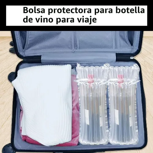 Vista 7 de Bolsas protectoras de viaje para botellas de vino, Conilly, paquete de 10 bolsas inflables de columna de aire con bomba infladora gratuita
