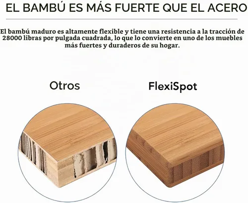 Vista 7 de FlexiSpot E6 Bamboo - Escritorio eléctrico de pie de 3 etapas con motor dual de 48 x 24 pulgadas, soporta 220 libras, altura ajustable con ajustes
