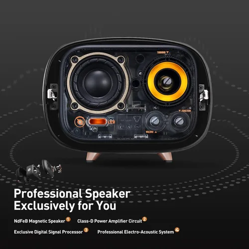 Vista 2 de Muzen Altavoz Bluetooth de radio, radio de metal pequeña Wild Radiooo, altavoces inalámbricos portátiles, radio FM recargable, carcasa exterior