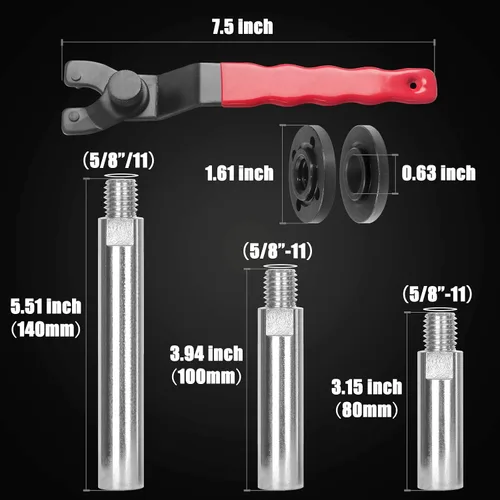 Vista 2 de 12 piezas de kit de accesorios para amoladora angular con tuercas de brida, varilla de conexión de eje extendido para amoladora angular con rosca