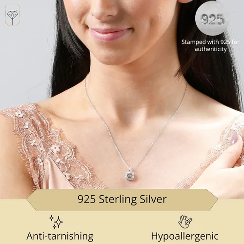 Vista 2 de MAX + STONE Collar con colgante de diamantes bailarines para mujer Colgante de plata de ley con cadena de 18 pulgadas Joyería con diamantes