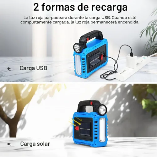 Vista 2 de Linterna solar, linterna LED para cortes de energía, luces esenciales de campamento portátiles, luces recargables para tienda de campaña