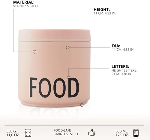 Vista 5 de Design Letters Tazón de comida aislado con cuchara/tenedor Termo para tapa de fugas de alimentos calientes Tarro de alimentos aislado de boca