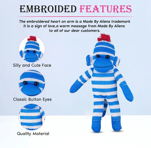 Vista 2 de Adorable Mono Calcetín, el Original Tradicional Juguete de Peluche de Animal Tejido a Mano, Regalo para Niños, Bebés, Adolescentes, Niñas y Niños