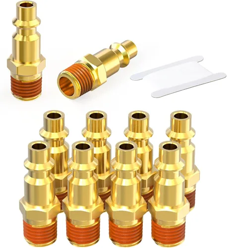 Vista 11 de Accesorios de aire industriales macho NPT de 1/4 pulgadas, accesorios de aire de conexión rápida de latón, enchufe de accesorios para compresores