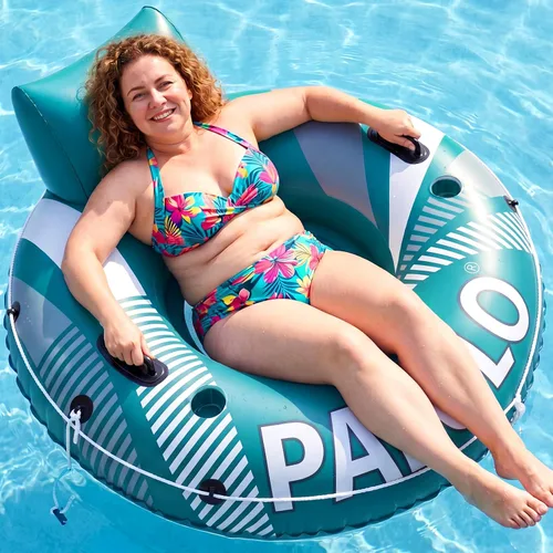 Vista 10 de Flotadores de piscina para adultos, tubos de río resistentes de 53 pulgadas y 450 libras para flotar con cuerda de agarre para reposacabezas, 2