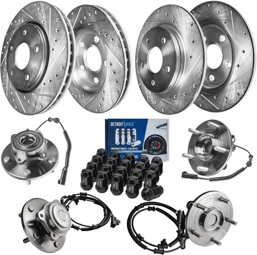 Vista 64 de Detroit Axle - 4 rotores de freno para Chevrolet Cruze 2014 2015 [modelos de motores de gas] Rotores de freno de disco perforados y ranurados