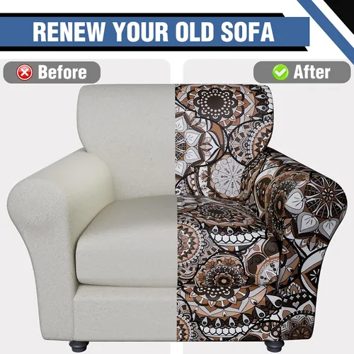 Vista 7 de Fundas elásticas para silla, fundas elásticas para sillón de 2 piezas, fundas de sofá lavables con diseño floral para sillón, protector de muebles