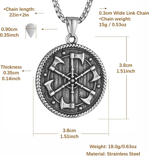 Vista 5 de HZMAN Collar de acero inoxidable vikingo valknut Kolovrat con colgante de rueda de sol eslava para hombres y niños, regalo de joyería, Acero