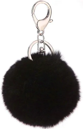 Vista 2 de JewelBeauty - Llavero con diseño de bola de piel con pompones
