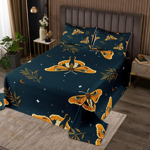 Vista 12 de Erosebridal Gothic Skull Coverlet Set, Mandala Flowers Hippie Butterfly Bedspread Sets for Girls Boys Kids Trippy Skull Death Skeleton Quilt Set