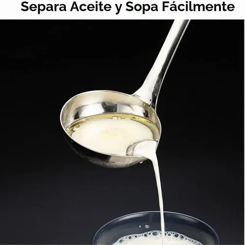 Vista 3 de Cucharón de sopa de acero inoxidable separador de aceite/trampa de grasa cuchara larga/cuchara de servicio de control de grasa/estilo de vida