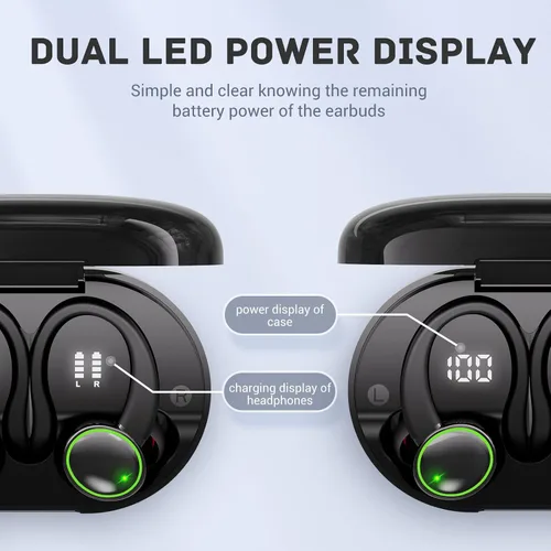 Vista 4 de Para Xiaomi Redmi Note 9 Pro Max Bluetooth 5.3 Auriculares estéreo 3D con gancho para la oreja, control táctil 40H sobre la oreja, auriculares