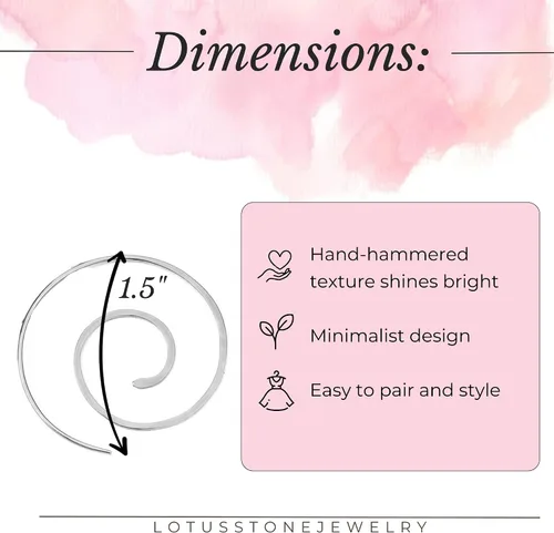 Vista 32 de Aretes de aro finos martillados, elegantes plata esterlina geométrica sólida, relleno de oro y relleno de oro rosa; para mujer por Lotus Stone