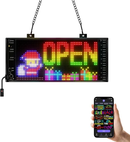 Vista 10 de Señal LED de desplazamiento de doble fila, panel de matriz LED flexible programable, control por aplicación Bluetooth, texto DIY, patrones