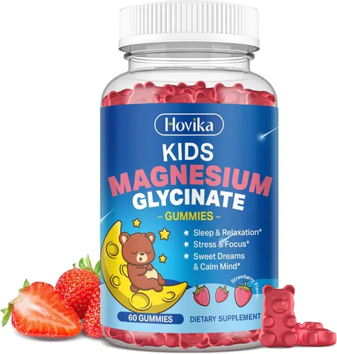 Vista 9 de Gomitas de magnesio para niños, con L-teanina, omega-3, vitamina B6, D3, zinc, gomitas de glicinato de magnesio para niños, para dormir, relajación