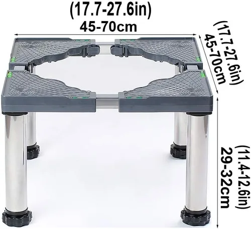 Vista 2 de Soporte para refrigerador de 4 patas, soporte de base ajustable para lavadora, soporte extensible para nevera, 11.4-12.6 in, bandeja base
