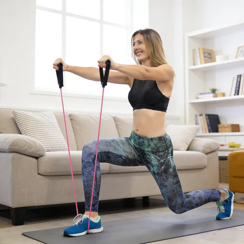 Vista 4 de RitFit Single Resistance Exercise Band with Comfortable Handles - Ideal for Physical Therapy, Strength Training, Muscle Toning - Foam Padding Door