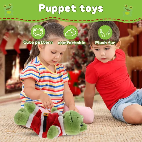 Vista 4 de Furvana Rana Verde de Peluche, Muñeco de Peluche de Rana Suave de 9 Pulgadas, Muñeca de Peluche Kawaii, Lindo Juguetito de Peluche con Ropa, Regalo