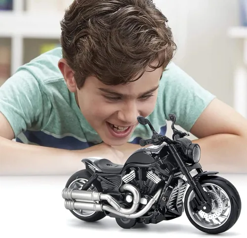 Vista 7 de Motocicleta de juguete, juguete de motocicleta con sonidos y luces, modelo de motocicleta de aleación 1:12 para niños, juguete de motocicleta